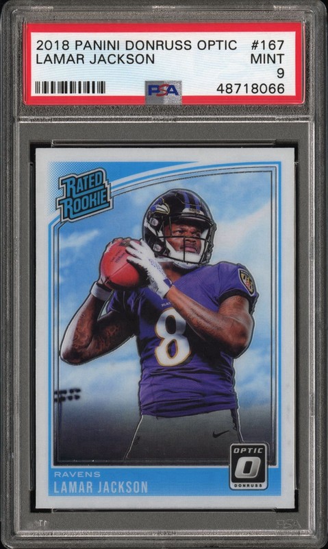 2018 PANINI DONRUSS OPTIC LAMAR JACKSON #167 RATED ROOKIE PSA 9