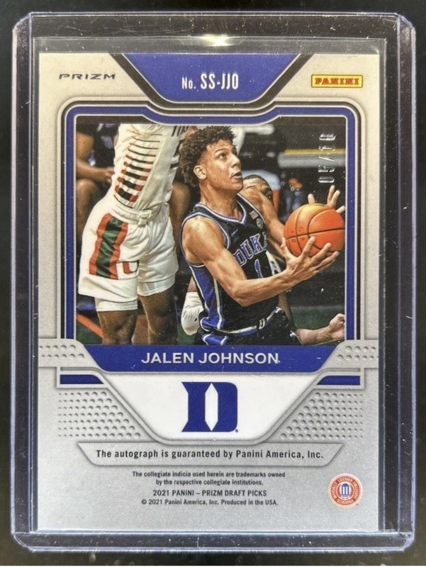 2021-22 Prizm Draft Jalen Johnson Sensational Signatures Prizm Gold Auto RC #/10 view 2