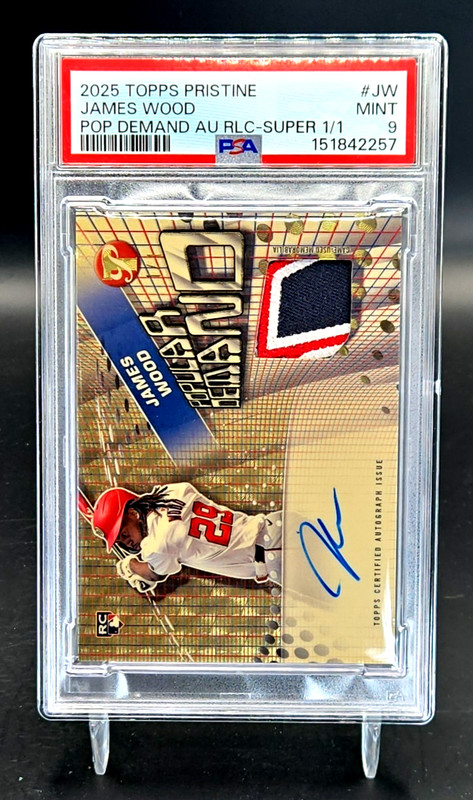 2025 Topps Pristine James Wood Superfractor 1/1 RC Rookie Patch Auto SSP PSA 9
