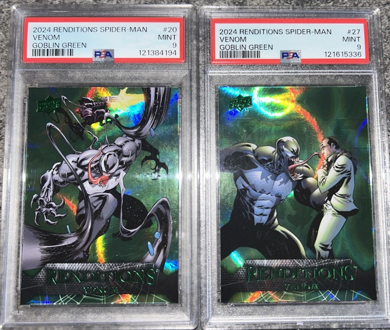 MARVEL RENDITIONS SPIDER-MAN GOBLIN GREEN VENOM /399 PSA 9 mint marvel cards