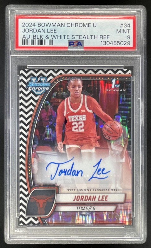 2024-25 Bowman Chrome University Black White Stealth Jordan Lee Auto /48 PSA 9