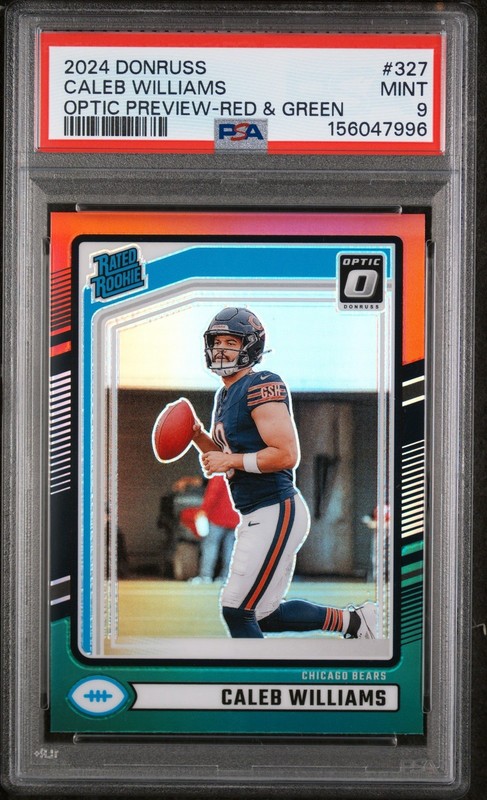 2024 Donruss #327 Caleb Williams Optic Rated Rookie Preview Red and Green PSA 9