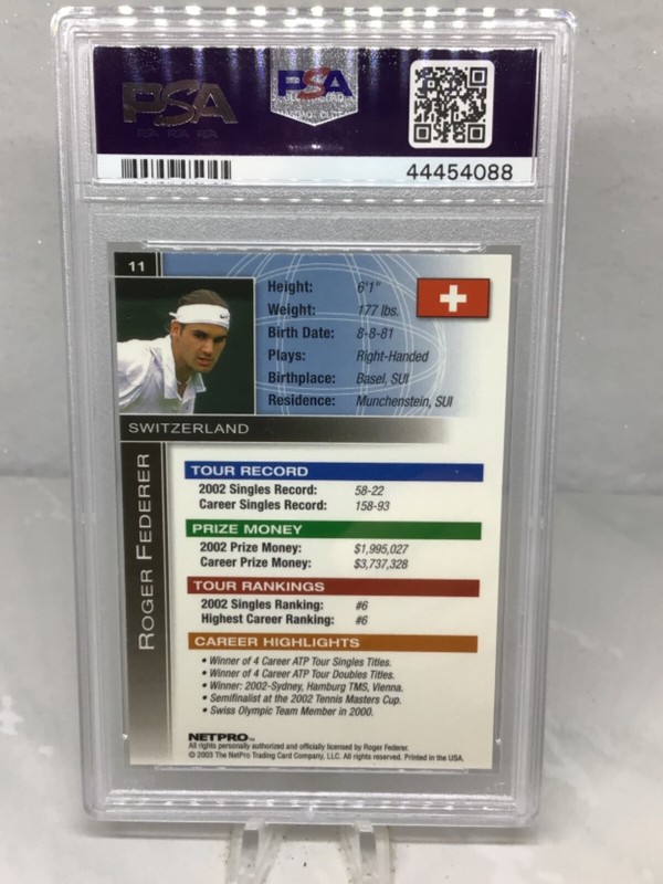 2003 Netpro International Series #11 Roger Federer RC PSA 9 view 2