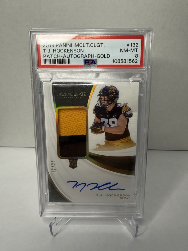 2019 Panini Immaculate Collection - Rookie Patch Autos T.J Hockenson PSA Gold O view 1