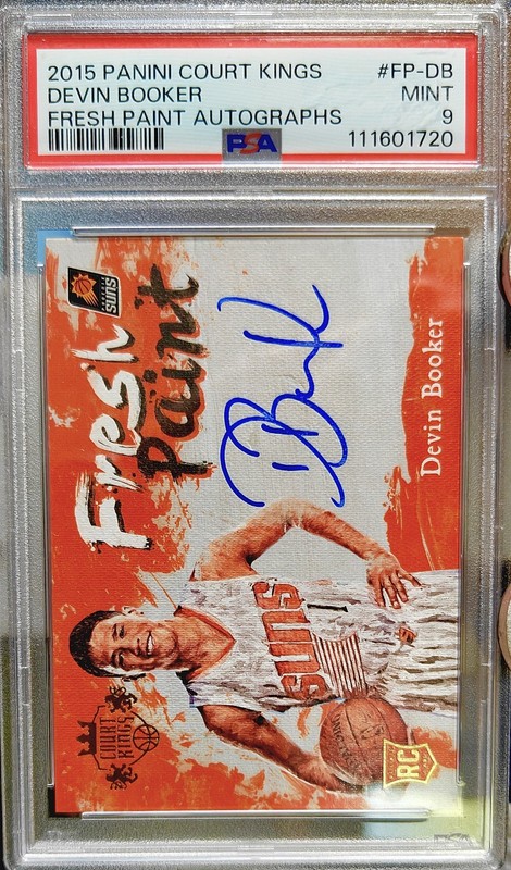 DEVIN BOOKER 2015-15 PANINI COURT KINGS FRESH PAINT AUTO PSA 9