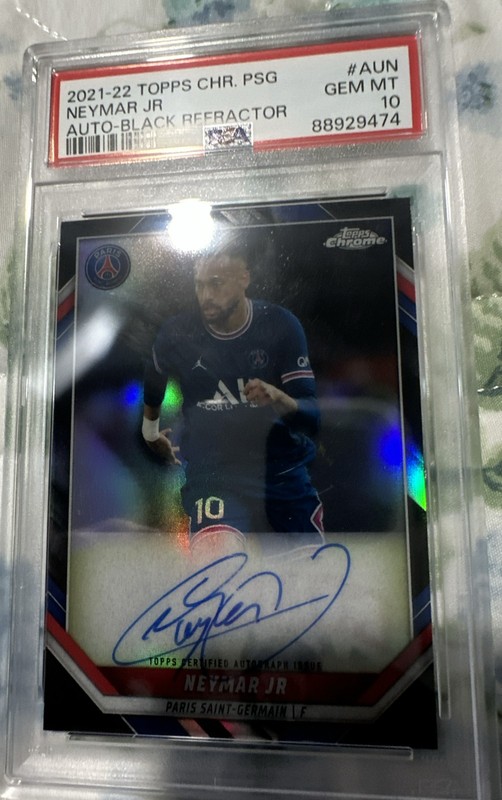 2021-22 Topps Chrome Paris Saint-Germain - Chrome Autog Neymar Jr #psa 10. /25