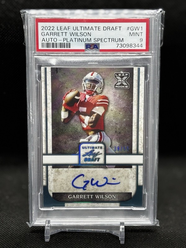 Garrett Wilson 2022 Leaf Ultimate Draft Platinum Auto /49 PSA 9