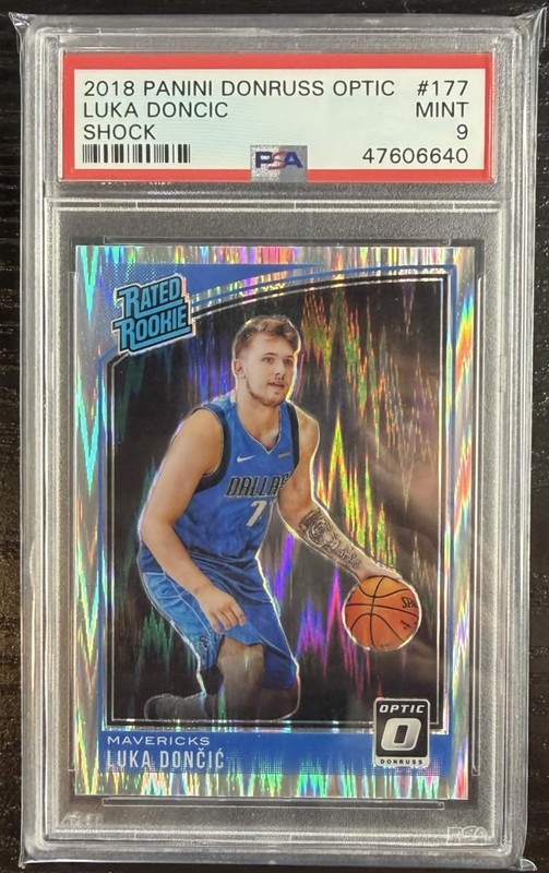 2018-19 DONRUSS OPTIC LUKA DONCIC #177 RATED ROOKIE SHOCK PRIZM (RC) PSA 9