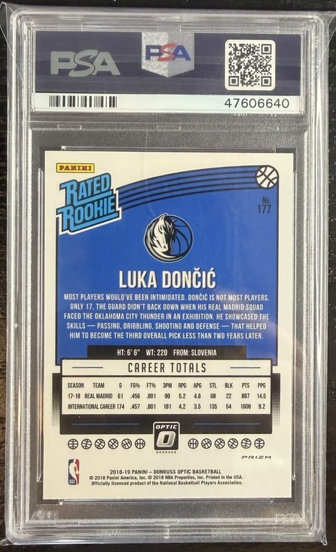 2018-19 DONRUSS OPTIC LUKA DONCIC #177 RATED ROOKIE SHOCK PRIZM (RC) PSA 9 view 2