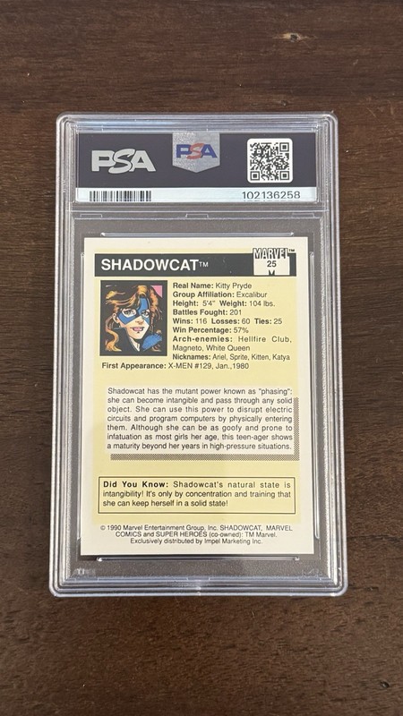 1990 Marvel Universe Shadowcat #25 PSA 9 view 2