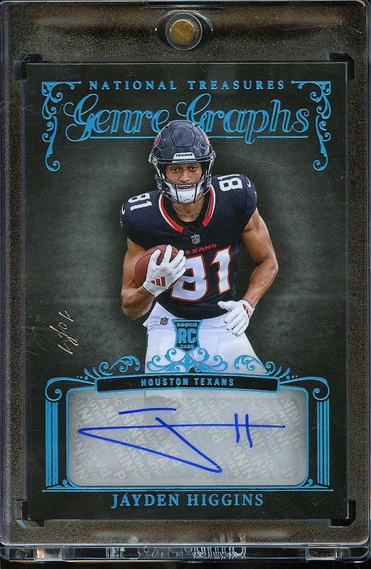 Jayden Higgins 2025 National Treasures Auto Autograph RC 1/1 Houston Texans