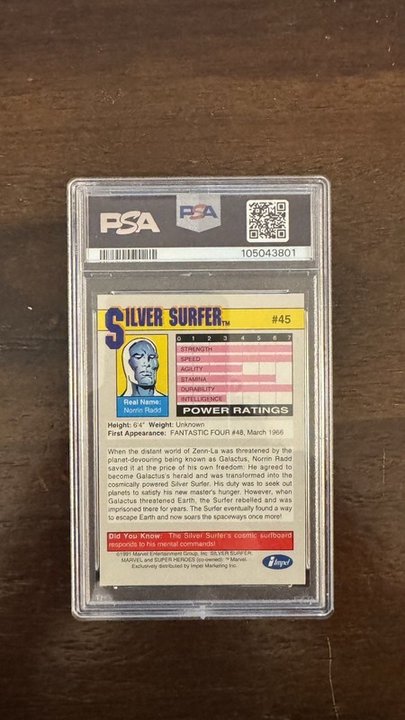 1991 Marvel Universe Silver Surfer Diamond Preview #45 PSA 6 view 2