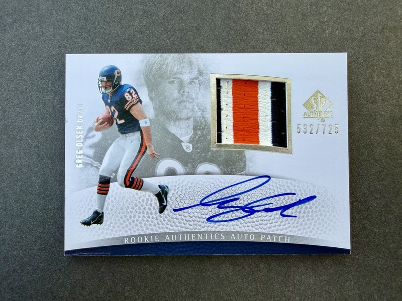 2007 UD SP Authentic #274 Greg Olsen Auto Patch RPA /725 Chicago Bears Rookie RC