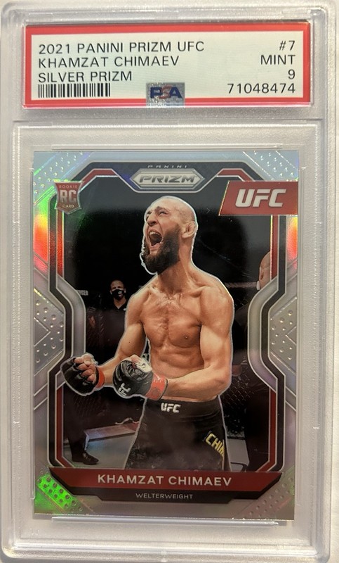 KHAMZAT CHIMAEV 2021 PANINI PRIZM UFC #7 SILVER PRIZMS RARE SP PSA 9 MINT