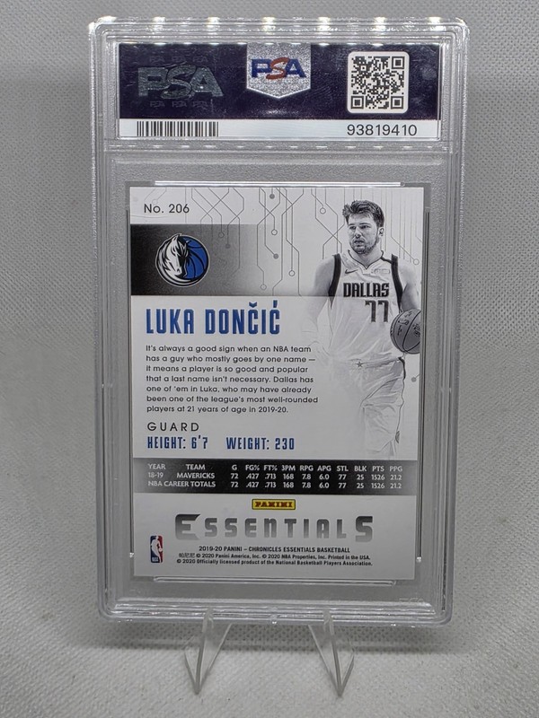 2019 Panini Chronicles Luka Doncic Essentials #206 PSA 10 view 2