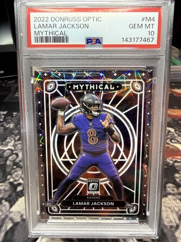 2022 Panini Donruss Optic Lamar Jackson Mythical PSA 10 #M-4 Baltimore Ravens