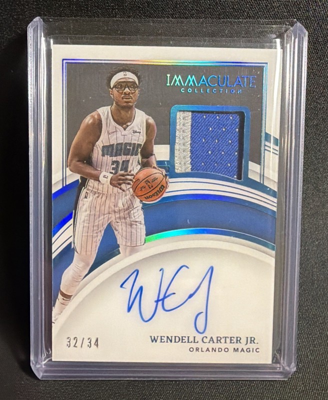 2021-22 Panini Immaculate Patch Auto Wendell Carter Jr. 32/34  Magic