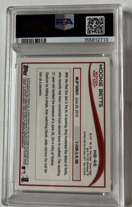 Mookie Betts 2014 Topps Chrome Update - RC PSA 9 view 2