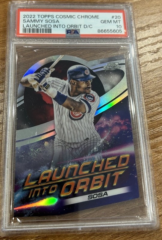 2022 TOPPS COSMIC CHROME LAUNCHED INTO ORBIT DIE-CUT #20 SAMMY SOSA PSA 10