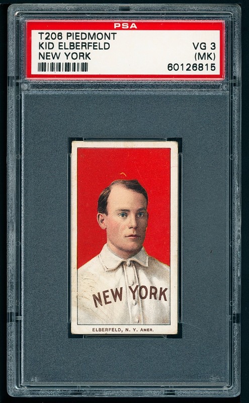 1909-11 T206 Piedmont - Kid Elberfeld, Portrait - PSA 3 Stunning, Stray Ink mark