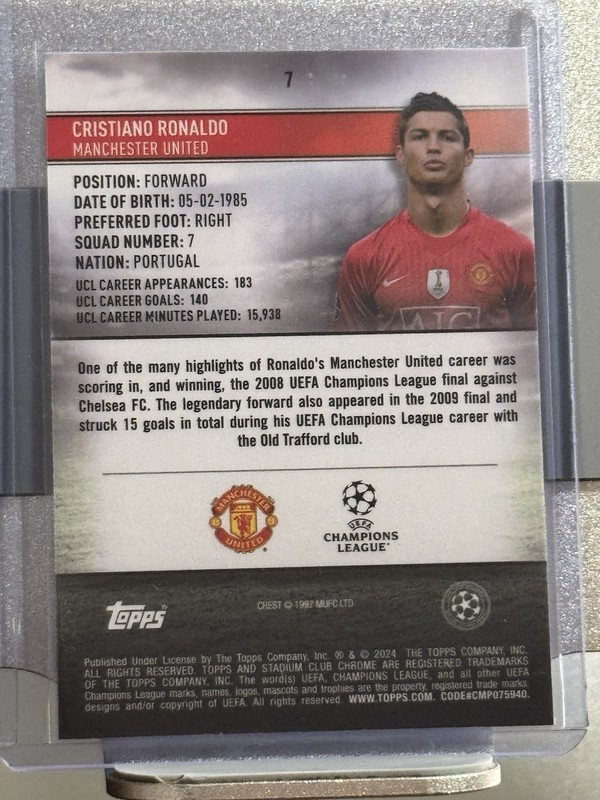 2023-24 Topps Stadium Club Chrome Christiano Ronaldo #7 (AAE) view 2