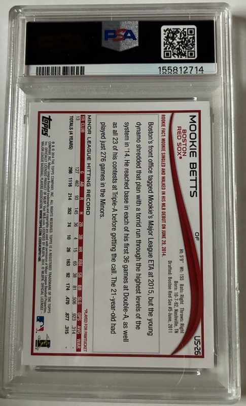 Mookie Betts 2014 Topps Update PSA 10 view 2