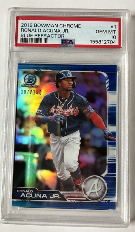 Ronald Acuna Jr 2019 Bowman Chrome Blue Refractor PSA 10