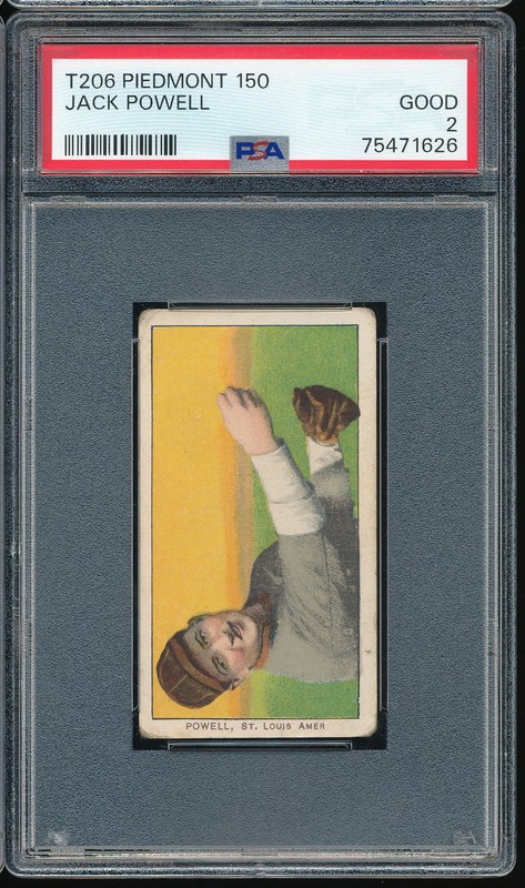 T206 Piedmont 150/25 Jack Powell (Horizontal) PSA 2 - StL Browns