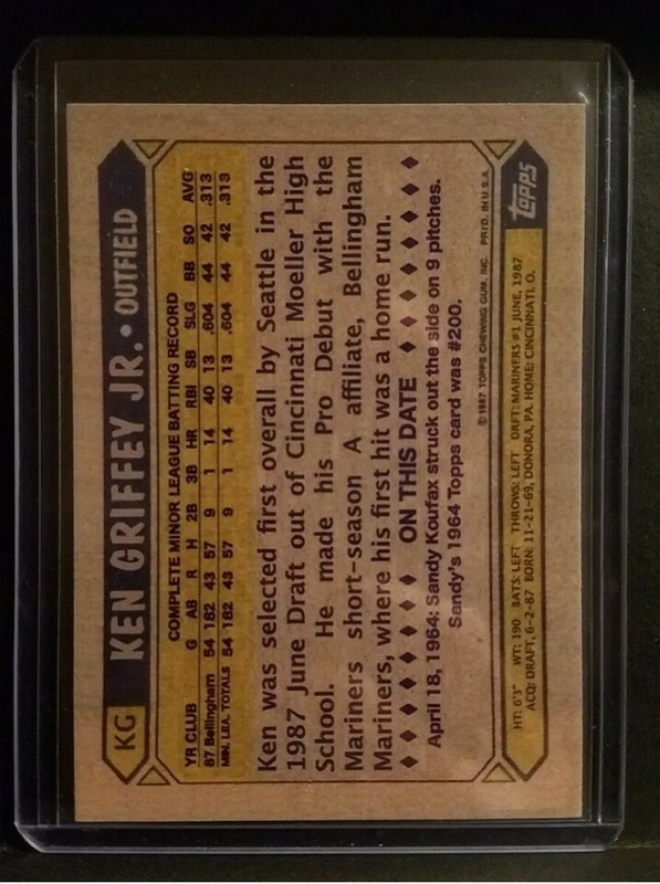 KEN GRIFFEY JR Topps 1987 Future Stars Bellingham Minor League Rookie Limited 🔥 view 2