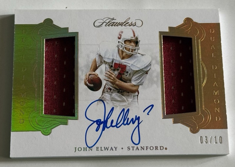John Elway 2018 Panini Flawless Collegiate Dual Diamond Auto Jersey Card #3/10