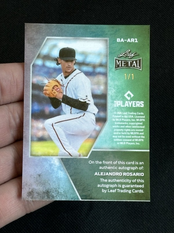 Alejandro Rosario 1/1 Auto White Shimmer Auto BA-AR1 2026 Leaf Metal Baseball view 2