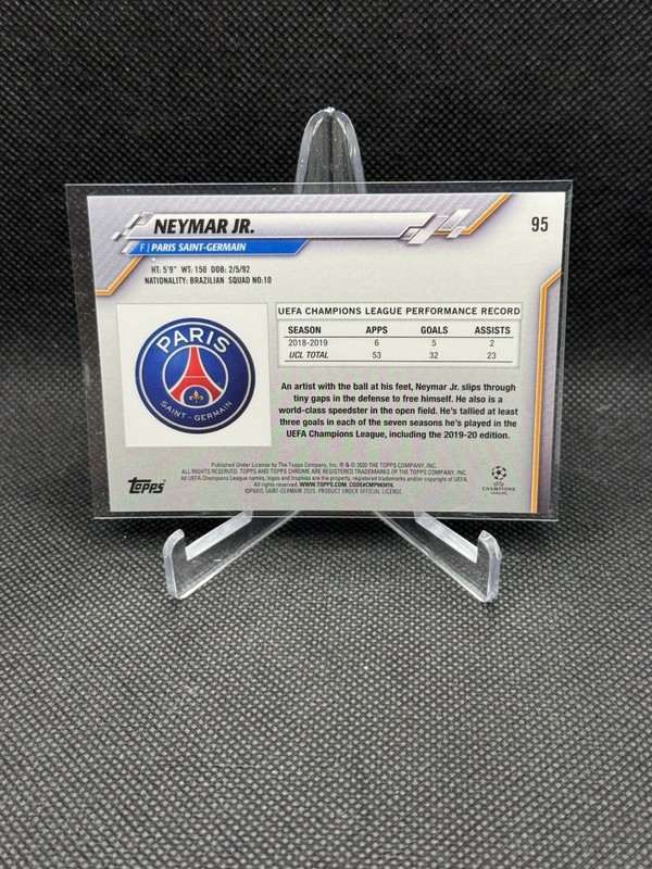 2019-2020 Topps Chrome Sapphire NEYMAR Jr UEFA Champions League #95 PSG view 2