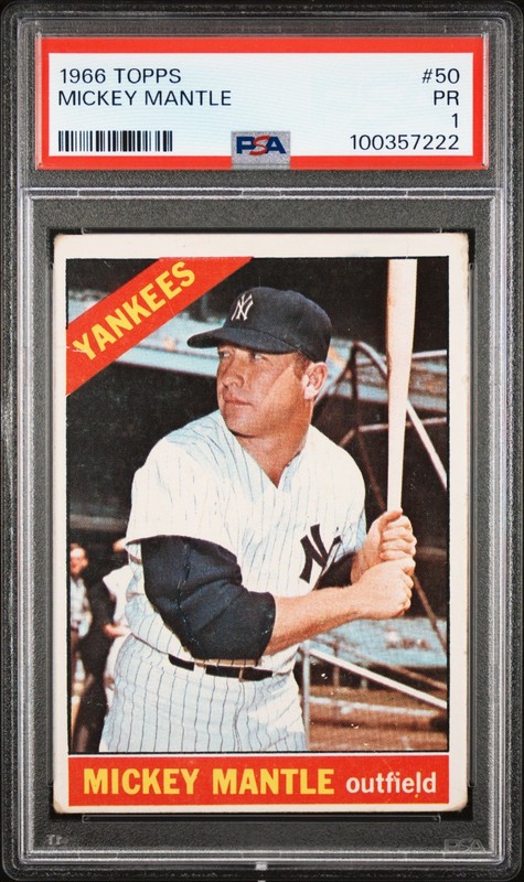 Mickey Mantle 1966 Topps #50 PSA 1 Poor New York Yankees