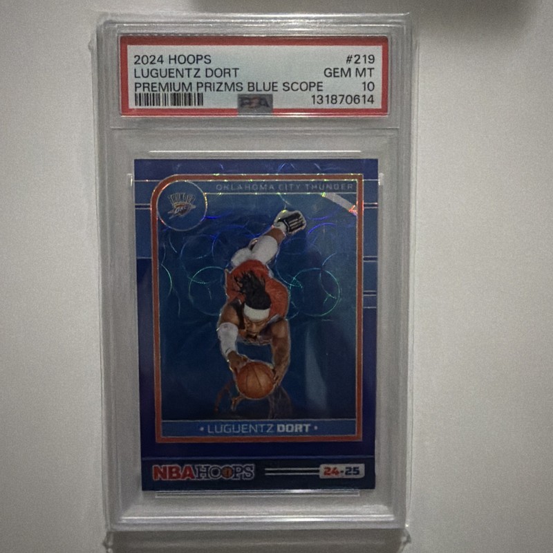 2024-25 NBA Hoops Blue Scope ##219 Luguentz Dort 36/99 OKC Thunder PSA 10