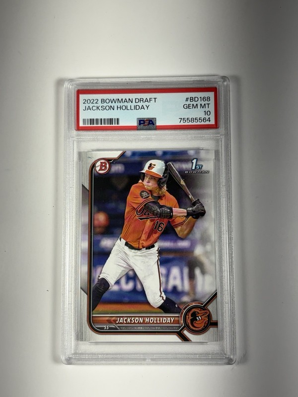 2022 Bowman Draft Jackson Holliday 1st Bowman PSA 10 BD-168 Orioles view 1