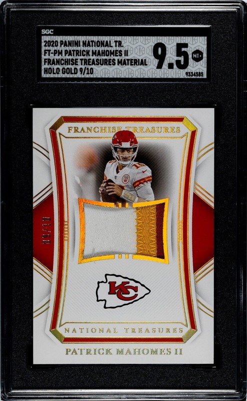 2020 National Treasures Patrick Mahomes /10Franchise Treasures Material SGC 9.5