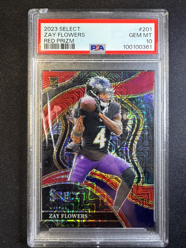 2023 Select Zay Flowers RC Rookie Club Red Prizm #201 PSA 10 #d 33/49 *READ*