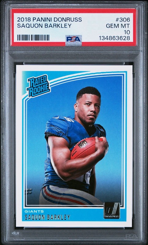 2018 Panini Donruss - Rated Rookie Saquon Barkley #306 (RC) PSA 10 GEM MT