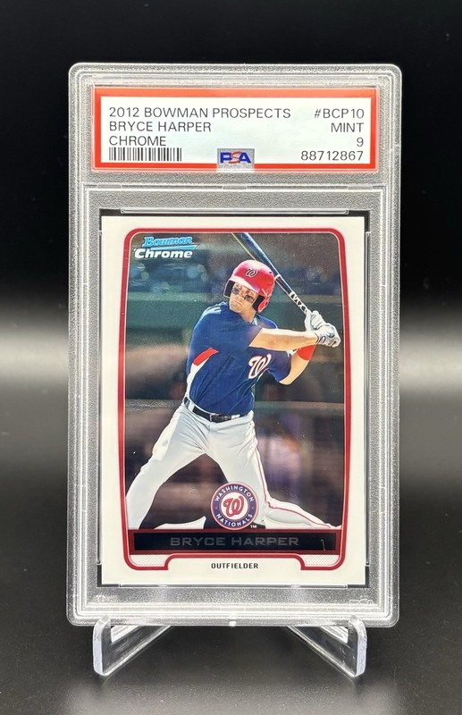 Bryce Harper 2012 Bowman Chrome Prospects RC PSA 9 Mint Phillies BCP10 view 1
