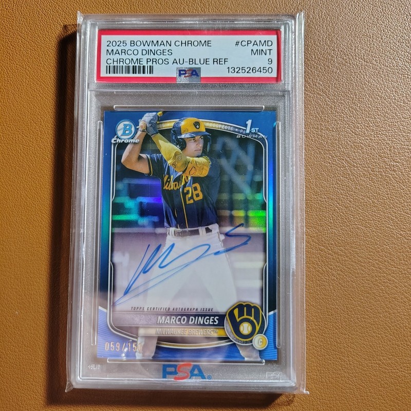 2025 Marco Dinges Bowman Chrome 1st Blue Refractor Auto /150 #CPA-MD PSA 9