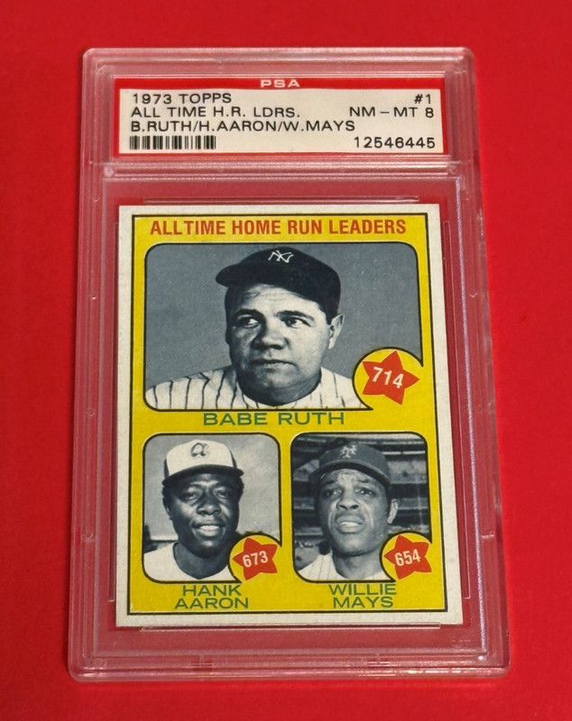 1973 Topps All Time Home Run Leaders Hank Aaron #1 PSA 8 Babe Ruth Willie Mays