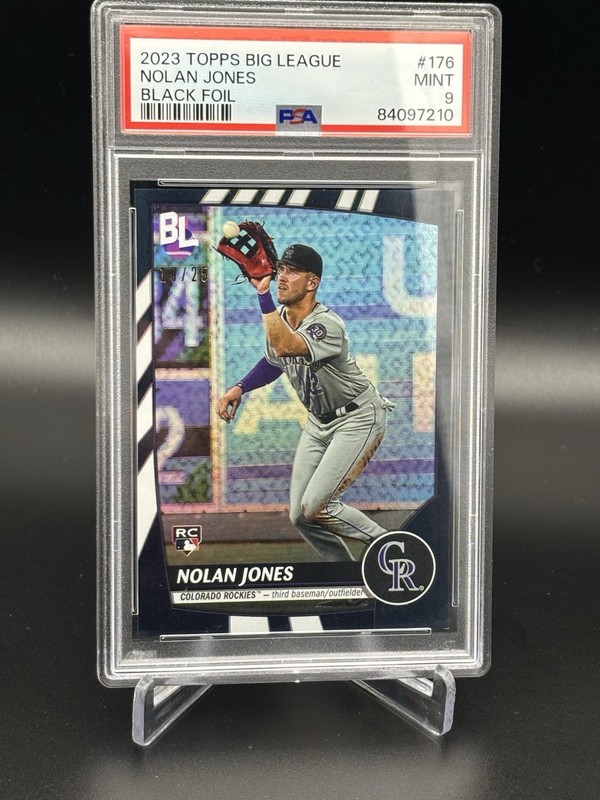 2023 Topps Big League - Nolan Jones #176 (RC) Black Foil Parallel/25 PSA 9