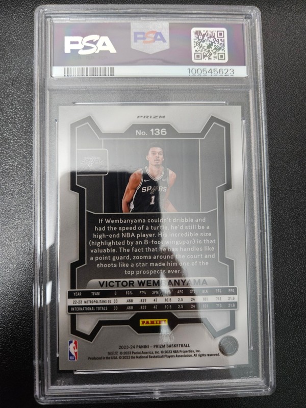 2023-24 Panini Prizm Victor Wembanyama #136 Green Prizm PSA10 Low Pop 🔥PSA 10 view 2