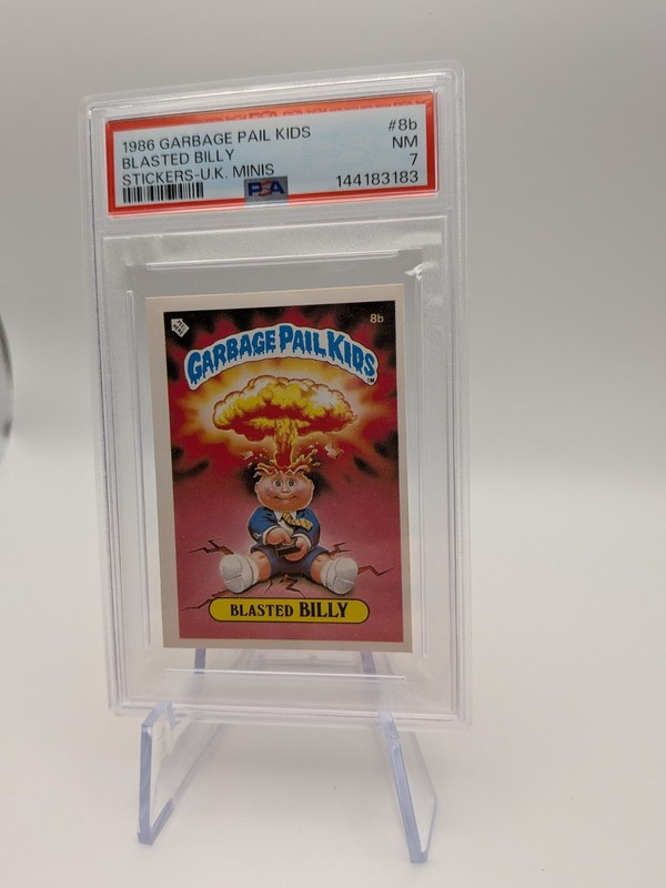1986 UK Minis Garbage Pail Kids PSA 7 - Series 1 - BLASTED BILLY (8b) License 🤯