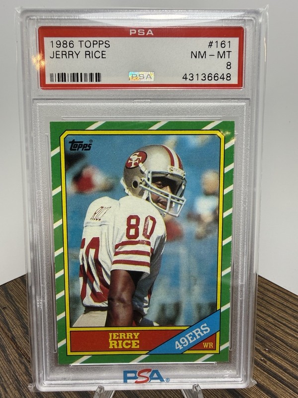 1986 Topps Jerry Rice Rookie #161 San Francisco 49ers PSA 8