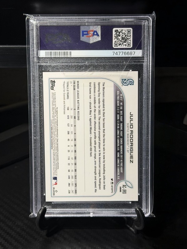 2022 Topps Chrome Update Series  - Julio Rodriguez Autograph PSA 9 view 2