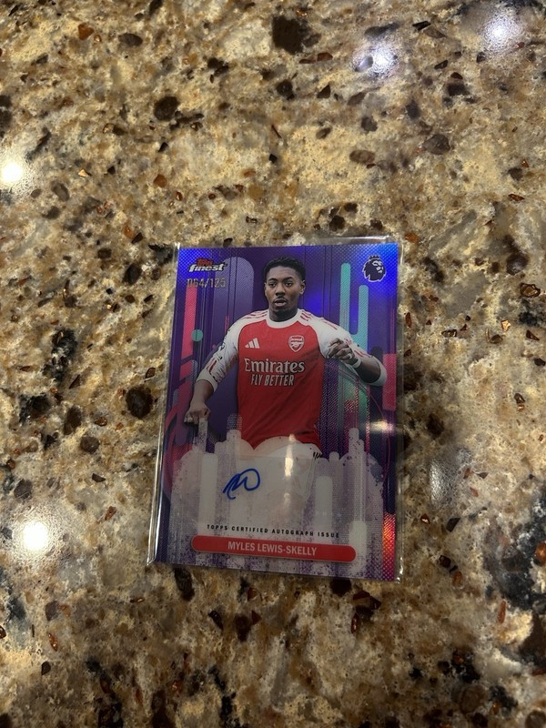 2025/26 Topps Finest Epl Myles Lewis Skelly Purple Auto Autograph /125 Arsenal