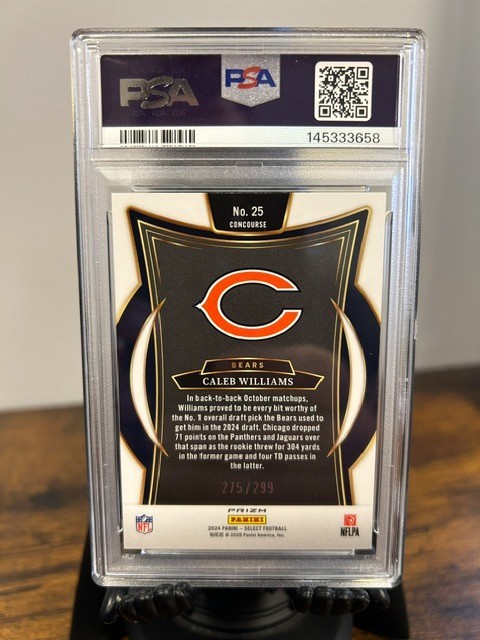 2024 Select Caleb Williams Copper Shock RC /299 PSA GEM MT 10 view 2