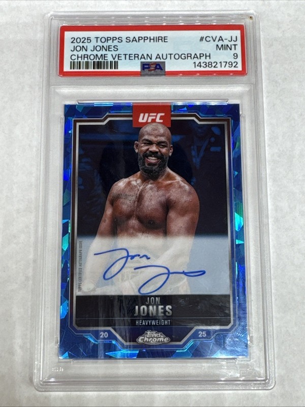 2025 Topps Chrome UFC Jon Jones Blue Sapphire Auto Veteran Autograph PSA 9