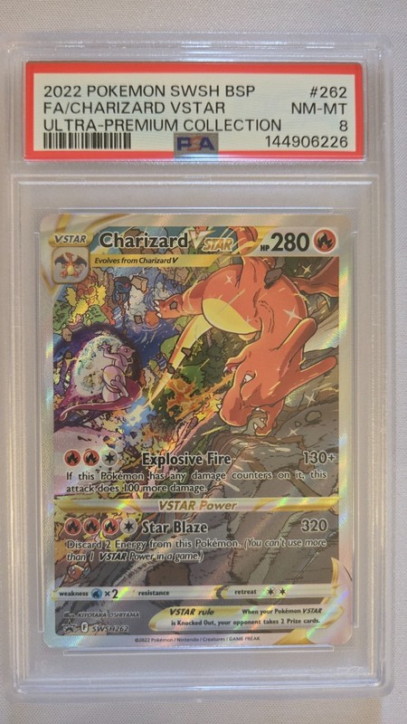 2022 POKEMON SWSH BSP FA/CHARIZARD VSTAR PSA 8